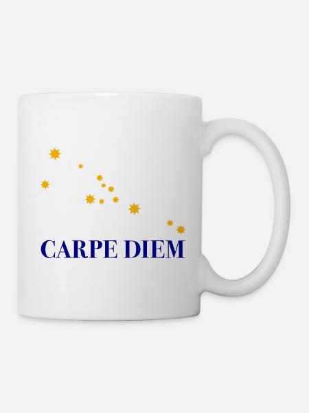 Carpe Diem nutze den Tag Sternbild Stier Horoskop - Tasse - Weiß
