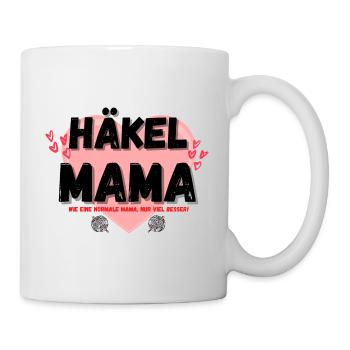 Häkelmama! Häkeln Mutter rosa Herz rot Herzen Mama - Tasse - Weiß - Rechts