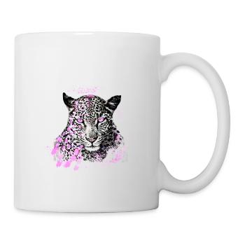 léopard, chat, chat sauvage, graffiti, peinture, rose - Mug blanc - blanc - Droite