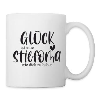 Oma Stiefoma Großmutter Familie Geschenk Glück - Tasse - Weiß - Rechts