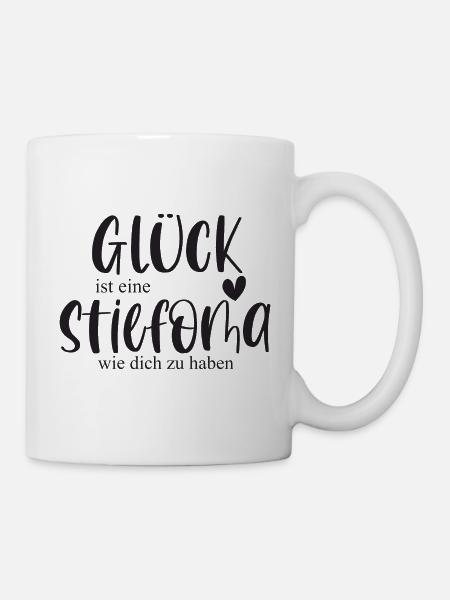 Oma Stiefoma Großmutter Familie Geschenk Glück - Tasse - Weiß