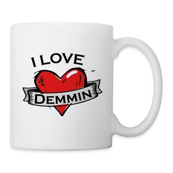 Demmin - Ich liebe Stadtnamen in Tattoo Stil - Tasse - Weiß - Rechts