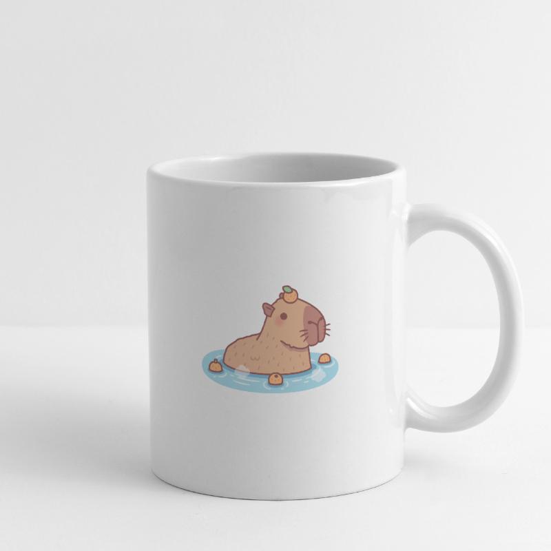 Mignon Capybara Chilling Dans la source chaude Mug blanc