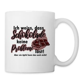 Schokolade löst keine Probleme lustiger Spruch - Tasse - Weiß - Rechts