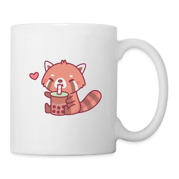 Cute Red Panda Loves Drinking Bubble Tea - Mug - white - Right
