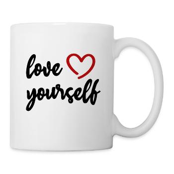 love yourself Heart Motivation Love - Mug - white - Right