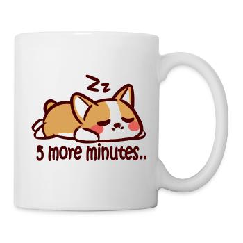 5 more minutes - sleepy corgi - Mug - white - Right