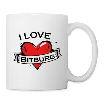 Bitburg - Ich liebe Stadtnamen in Tattoo Stil - Tasse - Weiß - Rechts