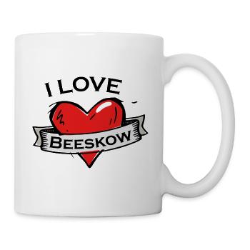 Beeskow - Ich liebe Stadtnamen in Tattoo Stil - Tasse - Weiß - Rechts