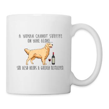 A woman needs wine and a Golden retriever - Mug - white - Right