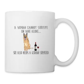 A woman needs wine and a German Shepherd - Mug - white - Right