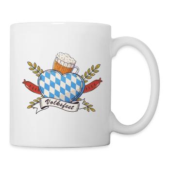 volksfest wappen Bier Bayern Weißwurst - Tasse - Weiß - Rechts