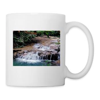 Zeichnung der Provence - Kleiner Flusswasserfall - Tasse - Weiß - Rechts