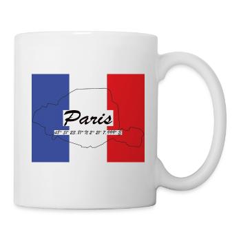 Paris - Hauptstadt mit GPS-Koordinaten & Flagge - Tasse - Weiß - Rechts