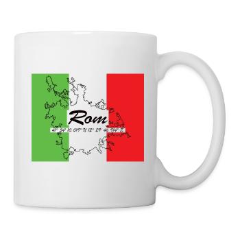 Rom - Hauptstadt mit GPS-Koordinaten & Flagge - Tasse - Weiß - Rechts
