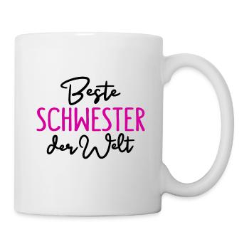 Beste Schwester der Welt Geschwister Schwester - Tasse - Weiß - Rechts
