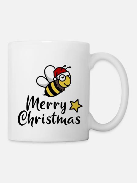 Weihnachten Biene merry christmas Geschenk - Tasse - Weiß