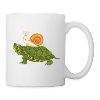 Funny happy turtle and snail - Mug - white - Right