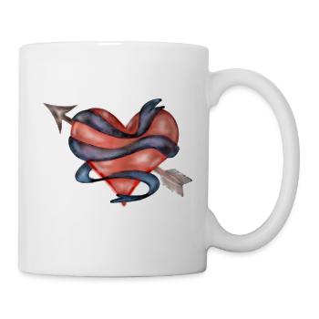 Coeur flèche ruban - Mug blanc - blanc - Droite