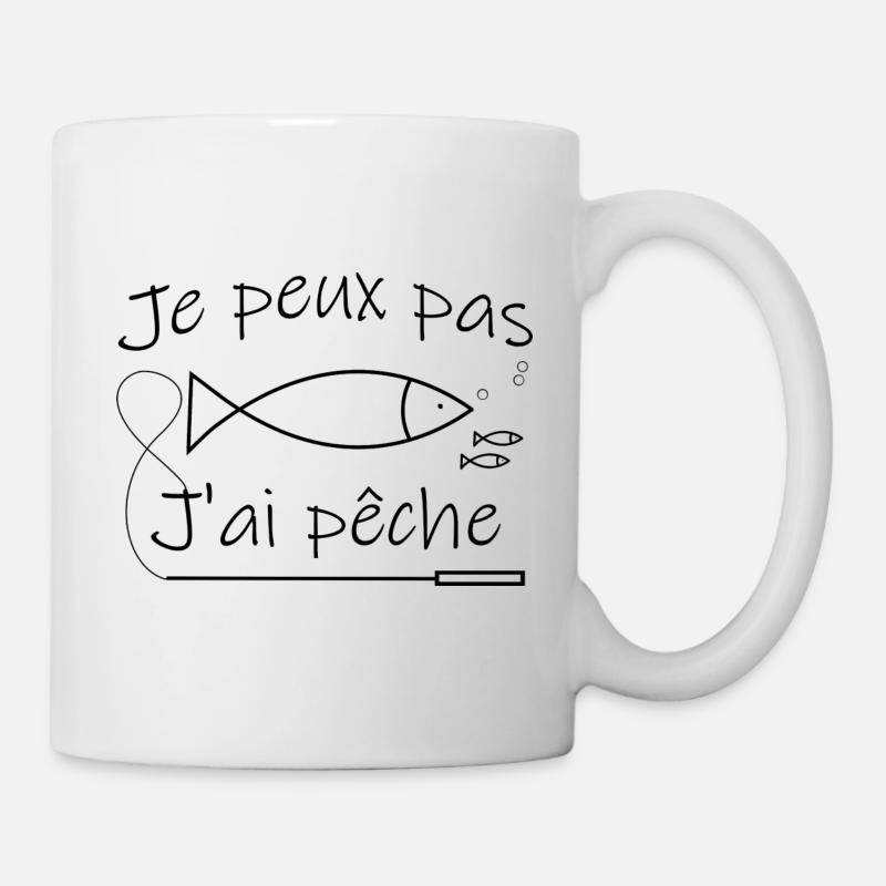 Je peux pas j'ai pêche canne à pêche - Mug blanc - blanc