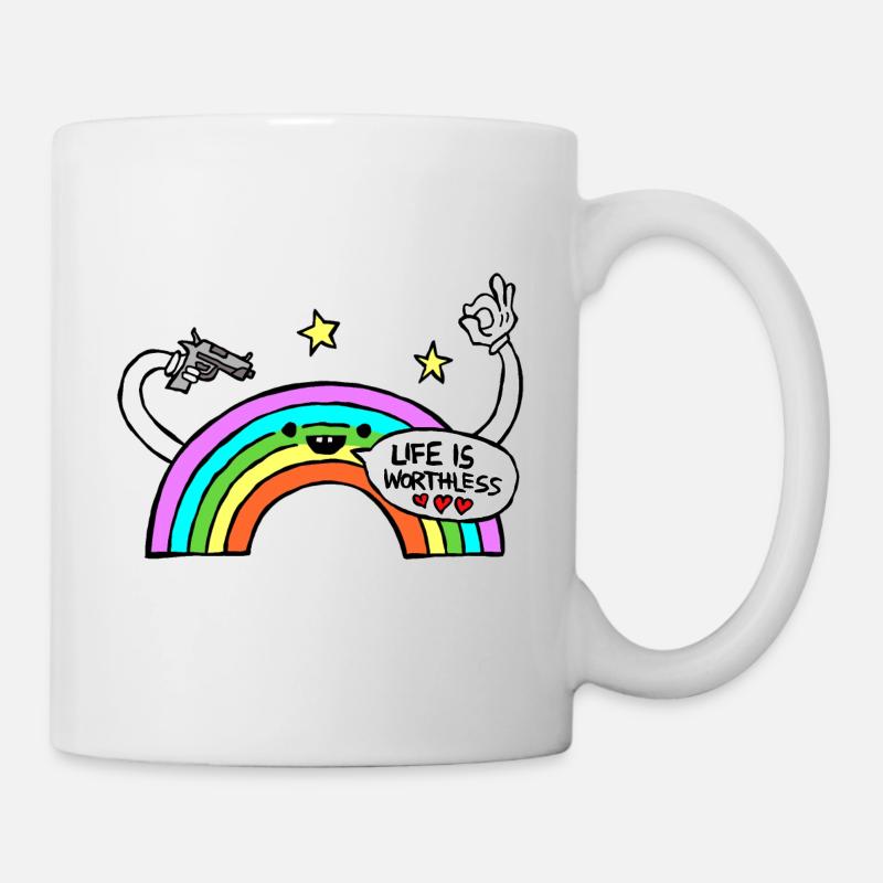 Satire Rainbow "Life is worthless" - Mug - white