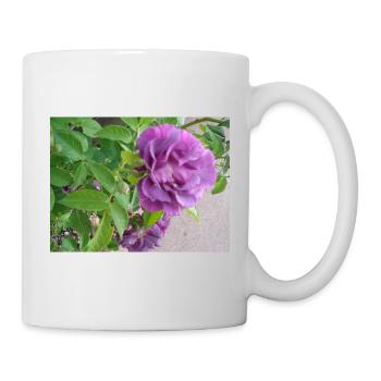Rose blossom violet - green leaves - Mug - white - Right