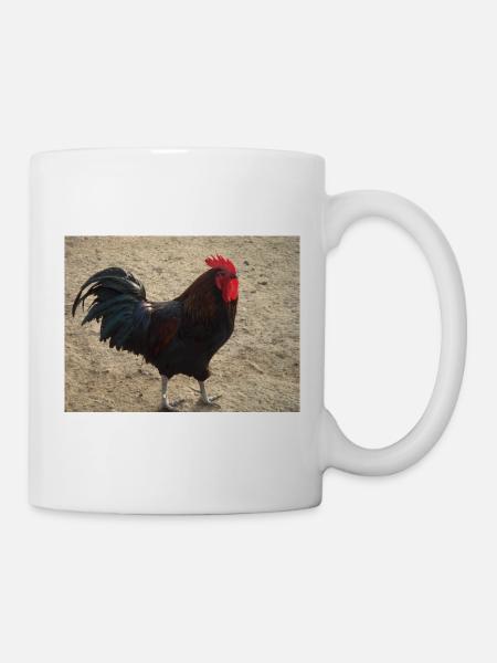 Rooster black and brown feathered - Mug - white