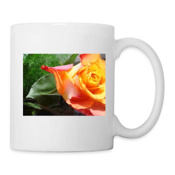 Orange rose with green leaf - Mug - white - Right