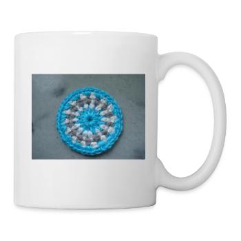 A mandala blue and grey made of wool - by Lillrose - Mug - white - Right