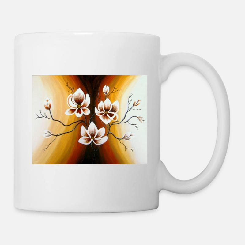 Magnolien - Acryl - Tasse - Weiß