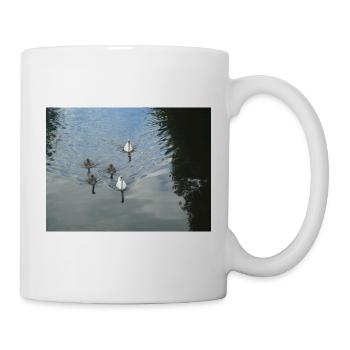 Schwanen Familie - Schwan im See Fotografie - Tasse - Weiß - Rechts