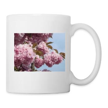 Rosa Zweige vom Zierkirschenbaum - Tasse - Weiß - Rechts