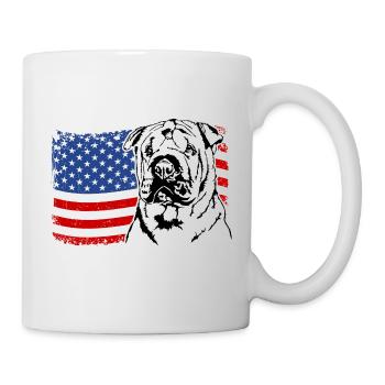 Chinese Shar-Pei Amerika Fahne Hunde Wilsigns - Tasse - Weiß - Rechts