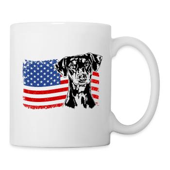 Deutscher Pinscher Amerika Fahne Hunde Wilsigns - Tasse - Weiß - Rechts