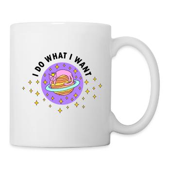 Ich mache was ich will Katze auf Planet lustig - Tasse - Weiß - Rechts