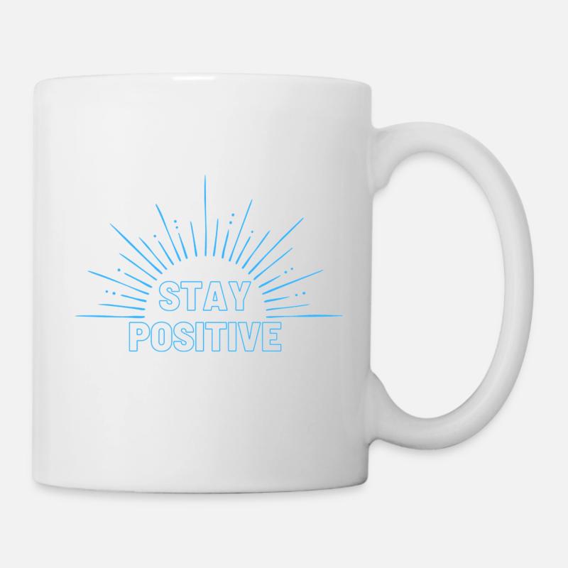 Stay Positive in blue - Mug - white