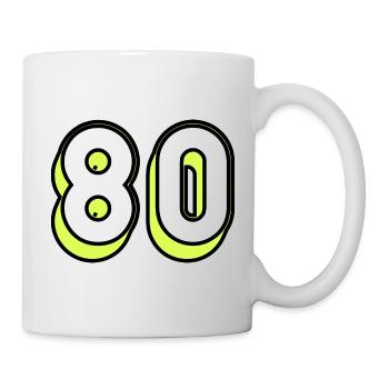 80 JAHRE. 80-JÄHRIGES JUBILÄUM. GEBURTSTAG 80 JAHRE. 80 - Tasse - Weiß - Rechts