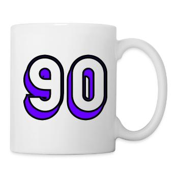 90 JAHRE. 90-JÄHRIGES JUBILÄUM. GEBURTSTAG 90 JAHRE. 90 - Tasse - Weiß - Rechts