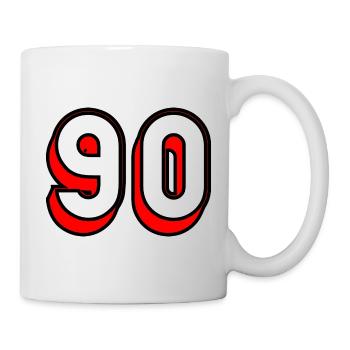 90. 90 JAHRE. 90-JÄHRIGES JUBILÄUM. GEBURTSTAG 90 JAHRE. - Tasse - Weiß - Rechts