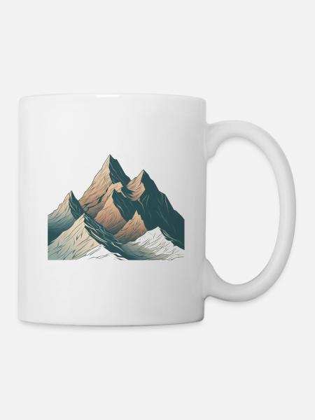 Minimalistisches Berg, Alpen Motiv - Tasse - Weiß