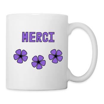 MERCI. THANKS. THANK YOU. ANNIVERSAIRE. NAISSANCE. - Mug blanc - blanc - Droite