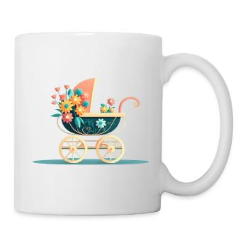 Blumiger Kinderwagen 10 - Tasse - Weiß - Rechts