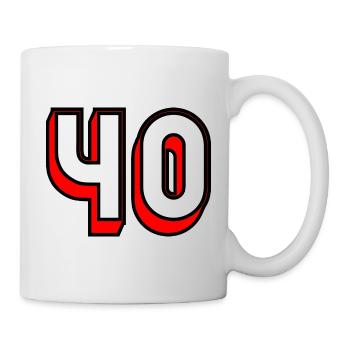40. 40 JAHRE. 40-jähriges Jubiläum. GEBURTSTAG 40 JAHRE. - Tasse - Weiß - Rechts