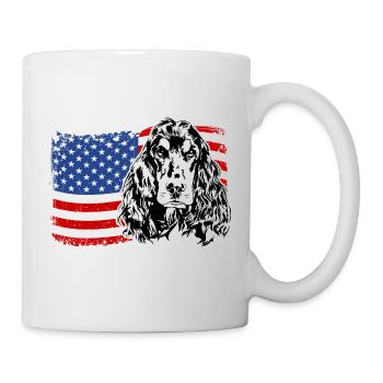 Cocker Spaniel Amerika Fahne Hunde Wilsigns - Tasse - Weiß - Rechts