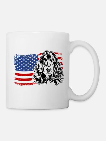 Cocker Spaniel America Flag Dogs Wilsigns - Mug - white