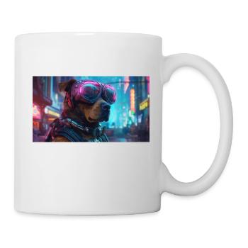 American Bulldog in Cyberpunk-Style - Tasse - Weiß - Rechts