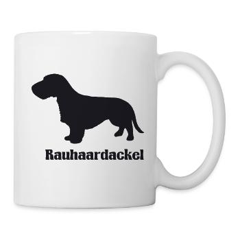Rauhaardackel Silhouette - Tasse - Weiß - Rechts