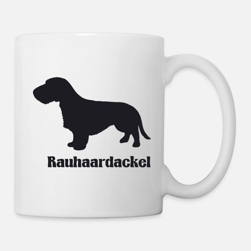 Rauhaardackel Silhouette - Tasse - Weiß