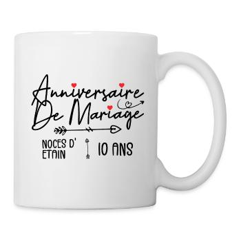 Anniversaire de mariage 10 ans - Noces de Etain 10 - Mug blanc - blanc - Droite