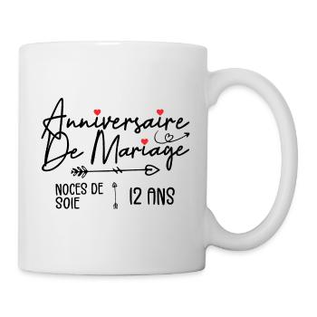 Anniversaire de mariage 12 ans - Noces de Soie - Mug blanc - blanc - Droite